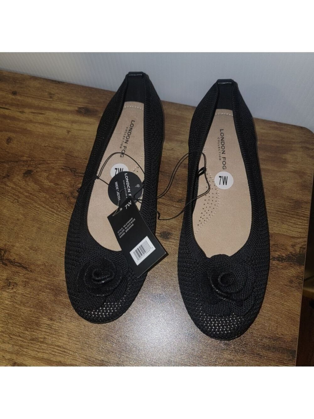 London Fog Black Flats Women's Size 7 Wide New With Tags
